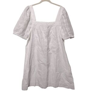 NWT Vineyard Vines Serena Eyelet White Square Neck Puff Sleeve Dress Size XL